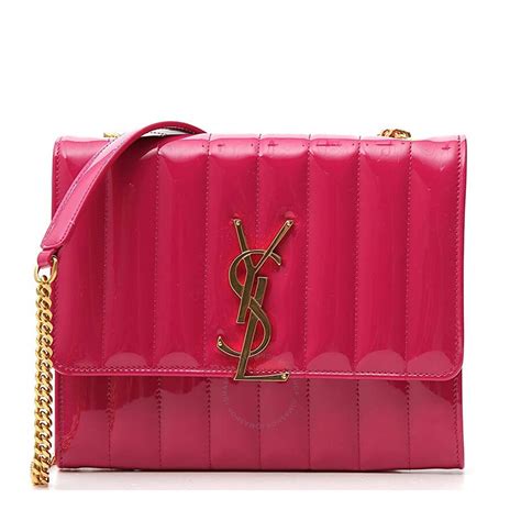 Saint Laurent Pink Vicky Chain Wallet in Quilted .